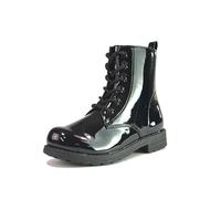 BARTIUM Girls Lace Up Black Boots Infants Kids Round Toe Winter Shiny Red Ankle Zip Up Shoe Size 10-2.5