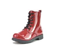BARTIUM Girls Lace Up Black Boots Infants Kids Round Toe Winter Shiny Red Ankle Zip Up Shoe Size 10-2.5