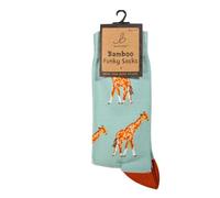 Bartleby Bamboo Funky Socks, Zoo Animal Designs, Size 4-7 (Light Blue Giraffe)