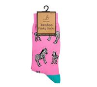 Bartleby Bamboo Funky Socks, Zoo Animal Designs, Size 4-7 (Pink Zebra)
