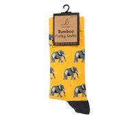 Bartleby Bamboo Funky Socks, Zoo Animal Designs, Size 4-7 (Yellow Elephant)