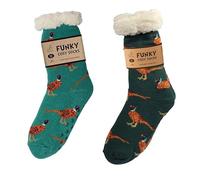 Bartleby Funky Cosy Men’s Socks | Sherpa Lined Thermal Bed Socks Non-Slip Sole | Super Soft, Warm | TOG 3.1 - Golden Pheaseant 1 Pair (Colour Chosen At Random)