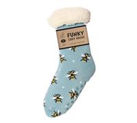 Bartleby Funky Cosy Sherpa Slipper Socks 3.1 Tog Uk 4-8 -Bees