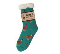 Bartleby Funky Cosy Sherpa Slipper Socks 3.1 Tog Uk 4-8 -Country Pheasant