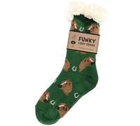 Bartleby Funky Cosy Sherpa Slipper Socks 3.1 Tog Uk 4-8 -Horse Head