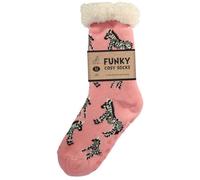 Bartleby Funky Cosy Sherpa Slipper Socks 3.1 Tog Uk 4-8 -Ziggy Zebra