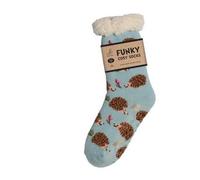 Bartleby Ladies Hedgehog Sherpa Socks - Blue, Size 4-8, 1 Pair