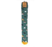 Bartleby Ladies Welly Socks - Dogs Print, Green, Ankle Length, One Size, Pair