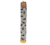Bartleby Ladies Welly Socks - Sausage Dog Print, Grey, Size 6 (UK), 4-7