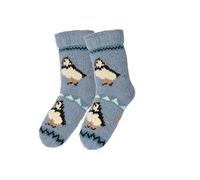 Bartleby Long Wool Knit Socks - Puffins | Fleece Lined, Handknitted