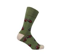 Bartleby Mens Non-Elastic Comfort Top Bamboo Socks Retro Tractor Size 6-11