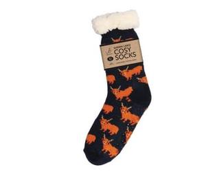 Bartleby Mens Sherpa Socks - Highland Cow