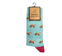 Bartleby Otter Socks Soft Bamboo Blend Light Blue with Red Toe, Size 4-7
