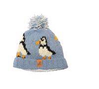 Bartleby Puffin Wool Knit Bobble Hat Blue/Pink