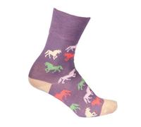Bartleby Womens Bamboo Comfort Top Socks Galloping Horses Uk 4- 8