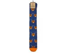 Bartleby Women's Highland Cow Welly Boot Socks Blue Sizes 4-8