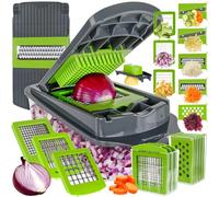 Bartnelli Vegetable Chopper Food Slicer Pro | 15 Pc MultiFuctional Kitchen Gadgets for Onion, Veggie, Cheese Grater, Vegetables Cutter with Large Container, Easy to Clean, with Bonus Brush and Fork