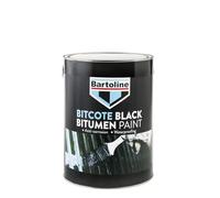 Bartoline Bitcote Black Bitumen Paint 5L - Waterproof, Anti-Rust, Flexible Coating for Steel, Iron, Timber, Concrete & More. Ideal for Fences, Barns, Chassis. 1L covers approx. 9-13m²
