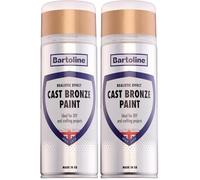 Bartoline Cast Bronze Paint 400ml Gloss Finish - Realistic Bronze Effect Spray Paint for Metal, Wood, Plastic and Ceramics Indoor and Outdoor Use (Pack of 2)