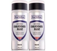 Bartoline Chalkboard Paint Black 400ml Matt Finish Writable and Wipeable Spray for Walls, Furniture, Signs and More Multi-Surface Chalkboard Coating for Home, Office, Classroom and Retail (Pack of 2)