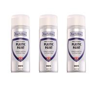 Bartoline Direct to Plastic Paint White 400ml Gloss Finish 3 Pack All-in-One Primer, Undercoat and Topcoat Durable Weather Resistant Plastic Spray For Furniture, Car Bumpers and Household DIY Projects