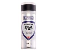 Bartoline Direct to Rust Multi-Surface Paint Black 400ml Matte Finish All-in-One Spray Paint for Metal, Wood, Plastic and Ceramic No Primer Needed For Interior and Exterior Use