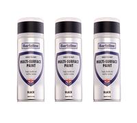 Bartoline Direct to Rust Multi-Surface Paint Black Gloss Finish 400ml - 3 Pack Apply to Rust, Metal, Wood, Plastic & Ceramic All-in-One Primer and Topcoat Weather Resistant Interior & Exterior Use
