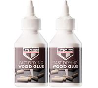 Bartoline Fast Drying Wood Glue, 125 ml, D3 Water Resistant, Dries Clear, Suitable for All Types of Wood, Including MDF and Chipboard, Fast Bond, May Require Clamping (Pack of 2)
