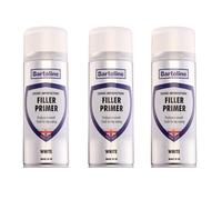 Bartoline Filler Primer White Spray Paint 400ml - 3 Pack High Build Primer for Metal, Wood & Plastic - Fills Scratches and Dents Matte Finish, Fast-Drying