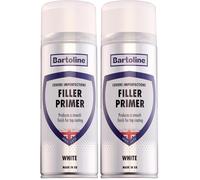 Bartoline Filler Primer White Spray Paint 400ml Matt Finish Multi-Surface Primer and Filler for Wood, Metal, Plastic Fills Scratches, Chips and Dents - Fast-Drying, High-Coverage (Pack of 2)