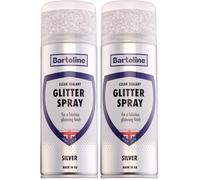 Bartoline Glitter Spray Clear Sealant Silver 400ml Fine Silver Glitter in Clear Lacquer Gloss Finish Multi-Surface Decorative Finish - For Wood, Metal, Plastic, Fabric & More Interior/Exterior Use