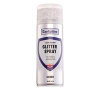 Bartoline Glitter Spray Clear Sealant Silver 400ml Fine Silver Glitter in Clear Lacquer Gloss Finish Multi-Surface Decorative Finish - For Wood, Metal, Plastic, Fabric & More Interior/Exterior Use