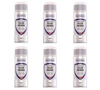 Bartoline Grey Filler Primer Spray Paint 400ml 6 Pack - High Build Quick Dry Primer for Metal, Wood & Plastic, Covers Scratches Dents & Chips, Smooth Base for Automotive & DIY Topcoats