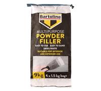 Bartoline Multi Purpose Powder Filler 1.5kg x 6 - Strong & Smooth Finish for Plaster, Wood, Brick & Stone - Easy to Mix & Sand