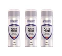 Bartoline Plastic Primer Grey Spray Paint 400ml - 3 Pack High Adhesion Primer for PVC, Resin, Vinyl, Fibreglass & More - Interior and Exterior Use Fast-Drying Matte Finish