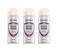 Bartoline Plastic Primer White Spray Paint 400ml - 3 Pack High Adhesion Plastic Spray Primer for PVC, Resin, Vinyl, Fibreglass Fast-Drying, Smooth Finish - Interior and Exterior Use