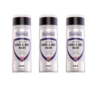 Bartoline Stove & BBQ Paint Black 400ml Matte Finish- 3 Pack Direct to Rust, Heat Resistant up to 200°C Primer, Undercoat and Topcoat in One For BBQs, Stoves, Fireplaces and Pipes