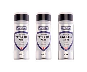 Bartoline Stove & BBQ Paint Black 400ml Matte Finish- 3 Pack Direct to Rust, Heat Resistant up to 200°C Primer, Undercoat and Topcoat in One For BBQs, Stoves, Fireplaces and Pipes