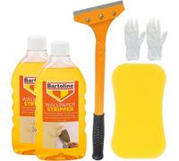 Bartoline Wallpaper Remover Kit - Bundle With 2X 500Ml Wallpaper Stripper, 4-Inch Heavy Duty Wallpaper Scraper, Large Sponge, Nitrile Gloves