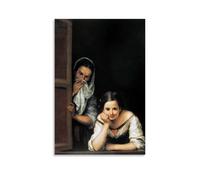 Bartolomé Esteban Murillo Two Women at A WindowWall Decoration Waterproof Canvas Poster High-definition Printing Suitable for Bedroom Living Room Coffee Shop DecorationUnframe-style24x36inch(60x90cm)