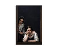 Bartolome Esteban Murillo's Two Women at A Window - Baroque Genre Scene Wall Art Poster for Home Decoration Canvas Wall Art Prints Photo Picture Paintings Room Decor Home Decorative Unframe 24x36inch