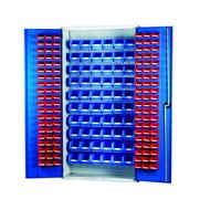 Barton 013066 Louvre Panel Cabinet with 120 Red & 60 Blue Bins