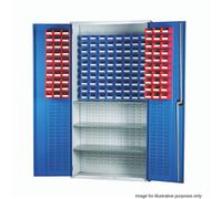 Barton 013088 Louvre Panel Cabinet with TC1 and TC3 Containers and 3 Shelves (Red Bins)