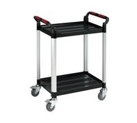 Barton 2 Shelf Standard Plastic Trolley Silver and Black - WHTT2SS