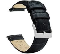 BARTON Alligator Grain - Quick Release Leather Watch Bands - Choose Colour & Width - 16mm, 18mm, 19mm, 20mm, 21mm, 22mm, 23mm, or 24mm - Black 21mm Strap