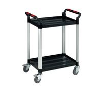 Barton Black and Silver 2 Shelf Standard Plastic Trolley White WHTT2SS