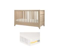 Barton Cotbed With Essential Airflow Pocket Spring Cotbed Mattress Bundle - Oak Natural Oak