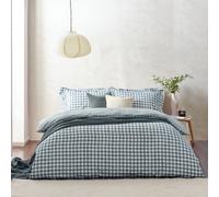 Yard Barton Gingham Check Duvet Cover Set - 100% Cotton, Reversible, Oxford Pillowcases, Soft & Breathable Premium Bedding (Double - Navy)