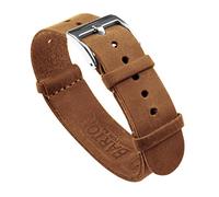 BARTON Leather Military Style Watch Straps - Choose Color, Length & Width - Gingerbread Brown 22mm Standard Band