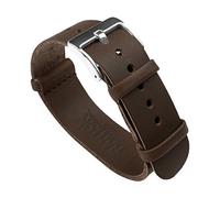 BARTON Leather Military Style Watch Straps - Choose Color, Length & Width - Saddle Brown 22mm Standard Band